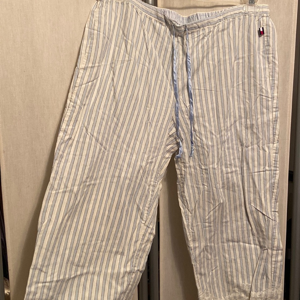 Tommy Hilfiger blue and white striped pajama pants women L